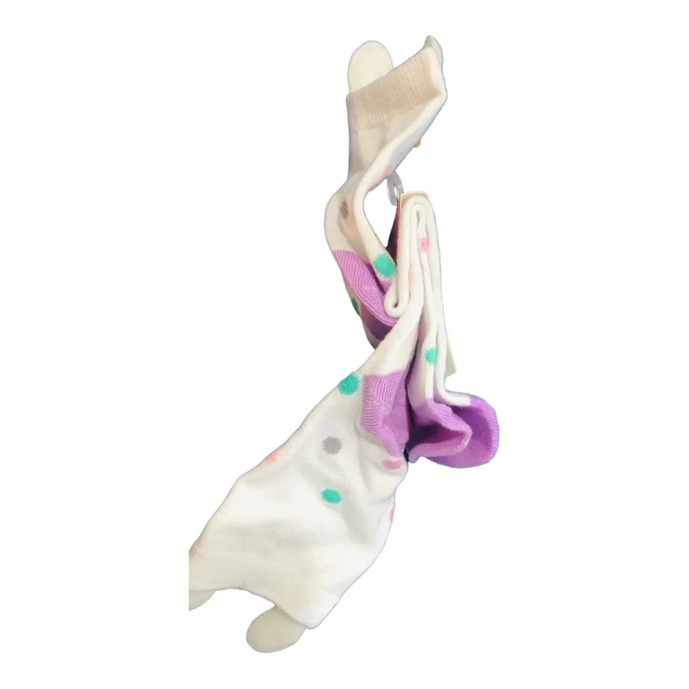 pair of Adorable‎ bunny ears polka dot white socks new